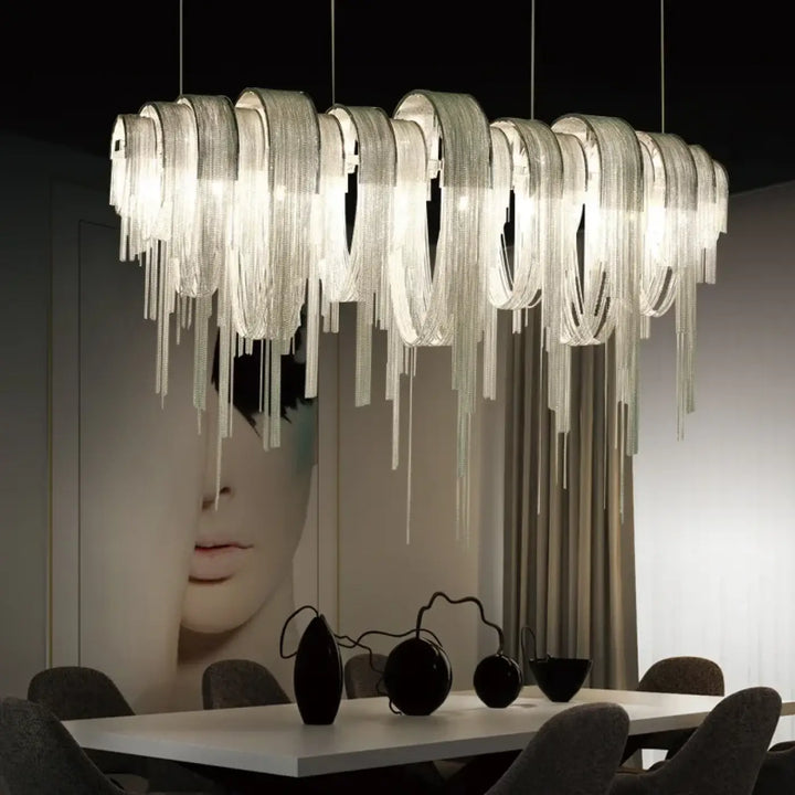 Suspension luminaire chromée de luxe pour salon moderne