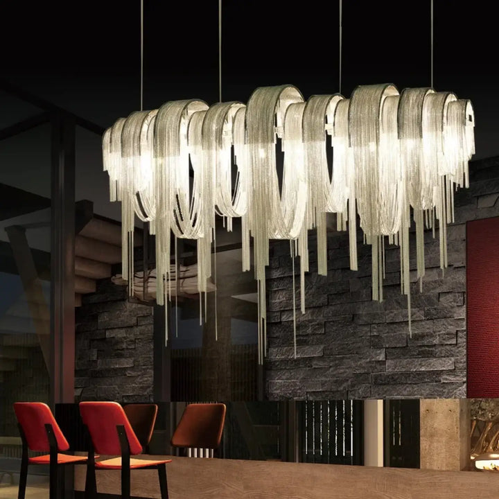 Suspension luminaire chromée de luxe pour salon moderne