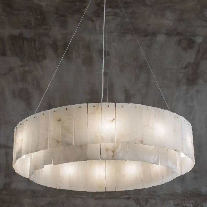 Suspension luminaire circulaire effet marbre suspendu chic

