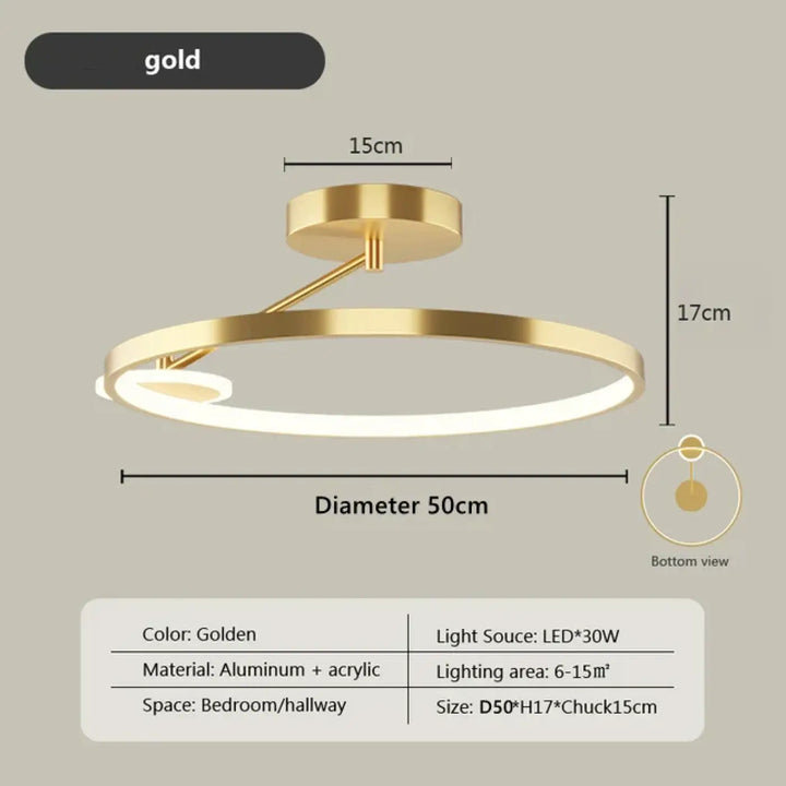 Suspension luminaire circulaire en métal minimaliste design moderne