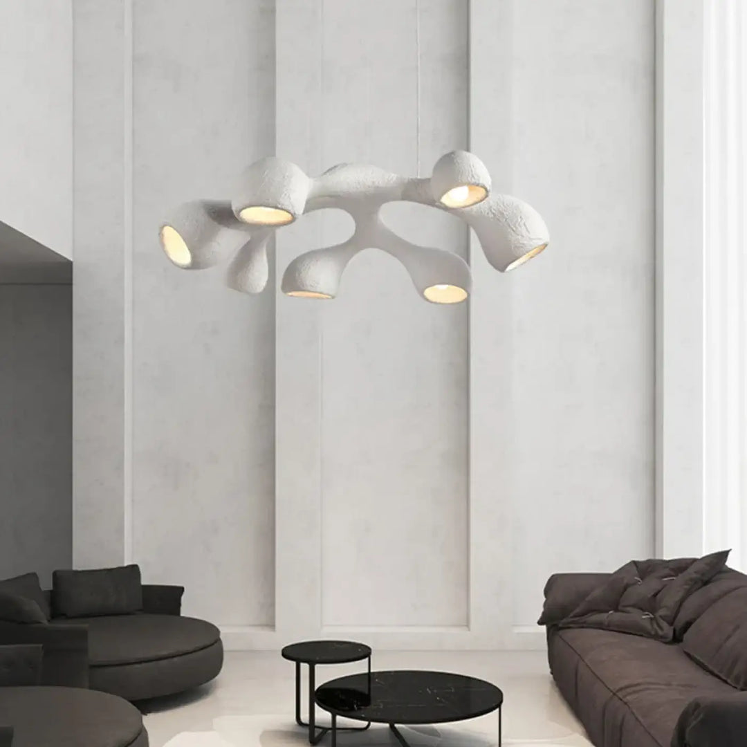 Suspension luminaire contemporain effet travertin style naturel