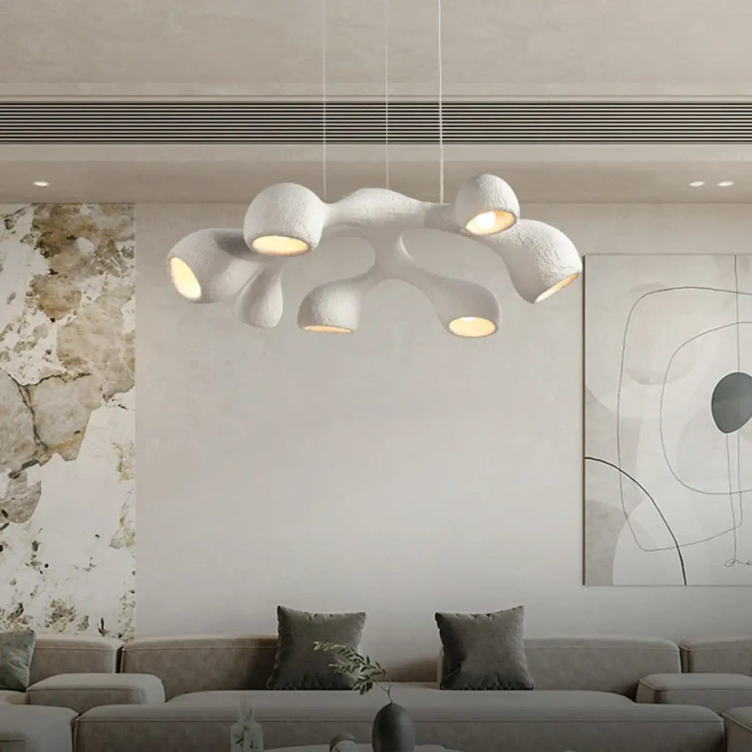 Suspension luminaire contemporain effet travertin style naturel
