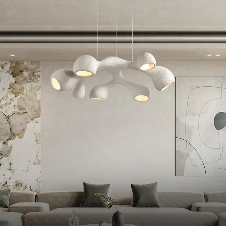 Suspension luminaire contemporain effet travertin style naturel