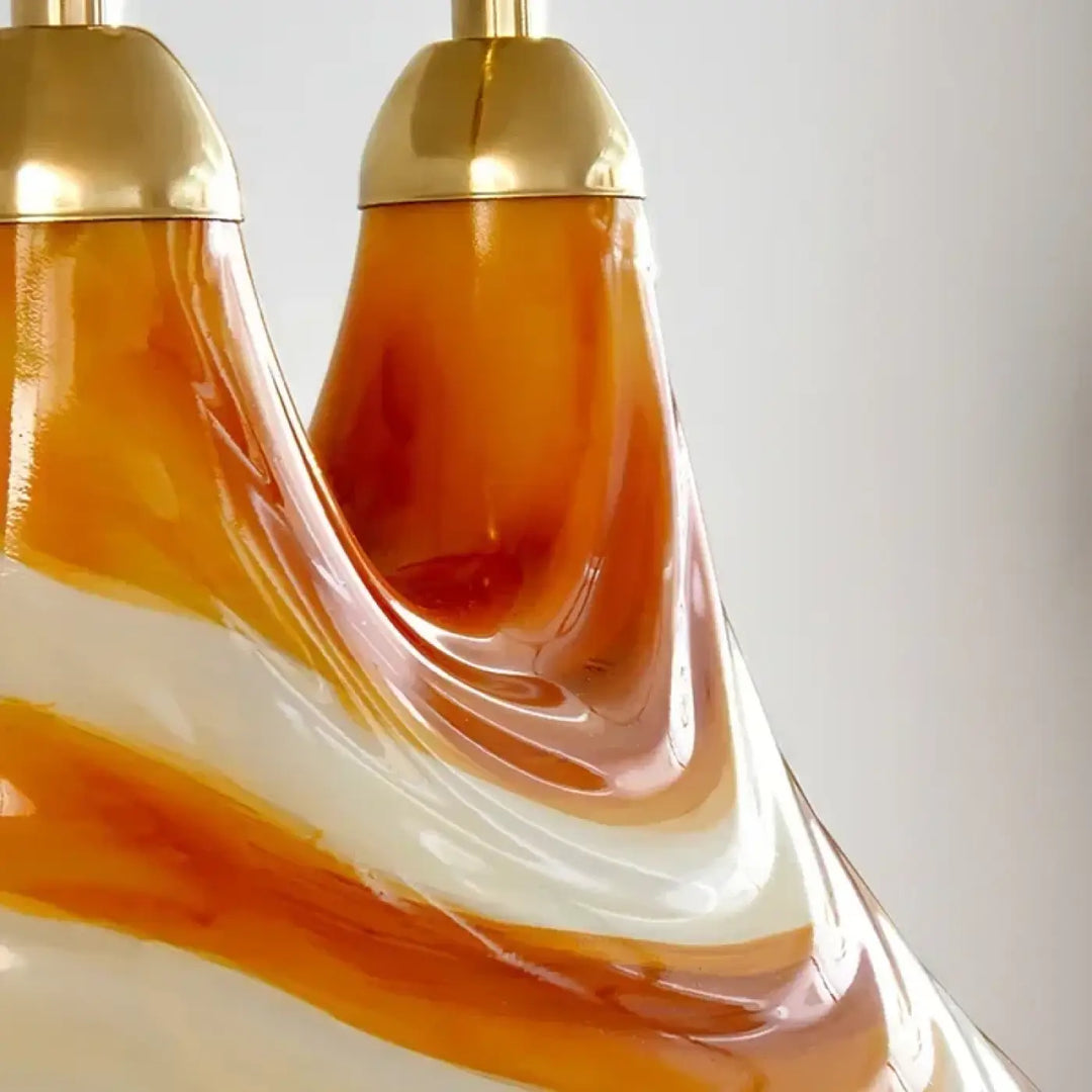 Suspension luminaire contemporain orange et blanc strié moderne