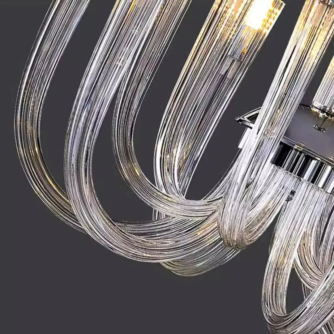 Suspension Luminaire Contemporain Verre Transparent Et Métal Noir