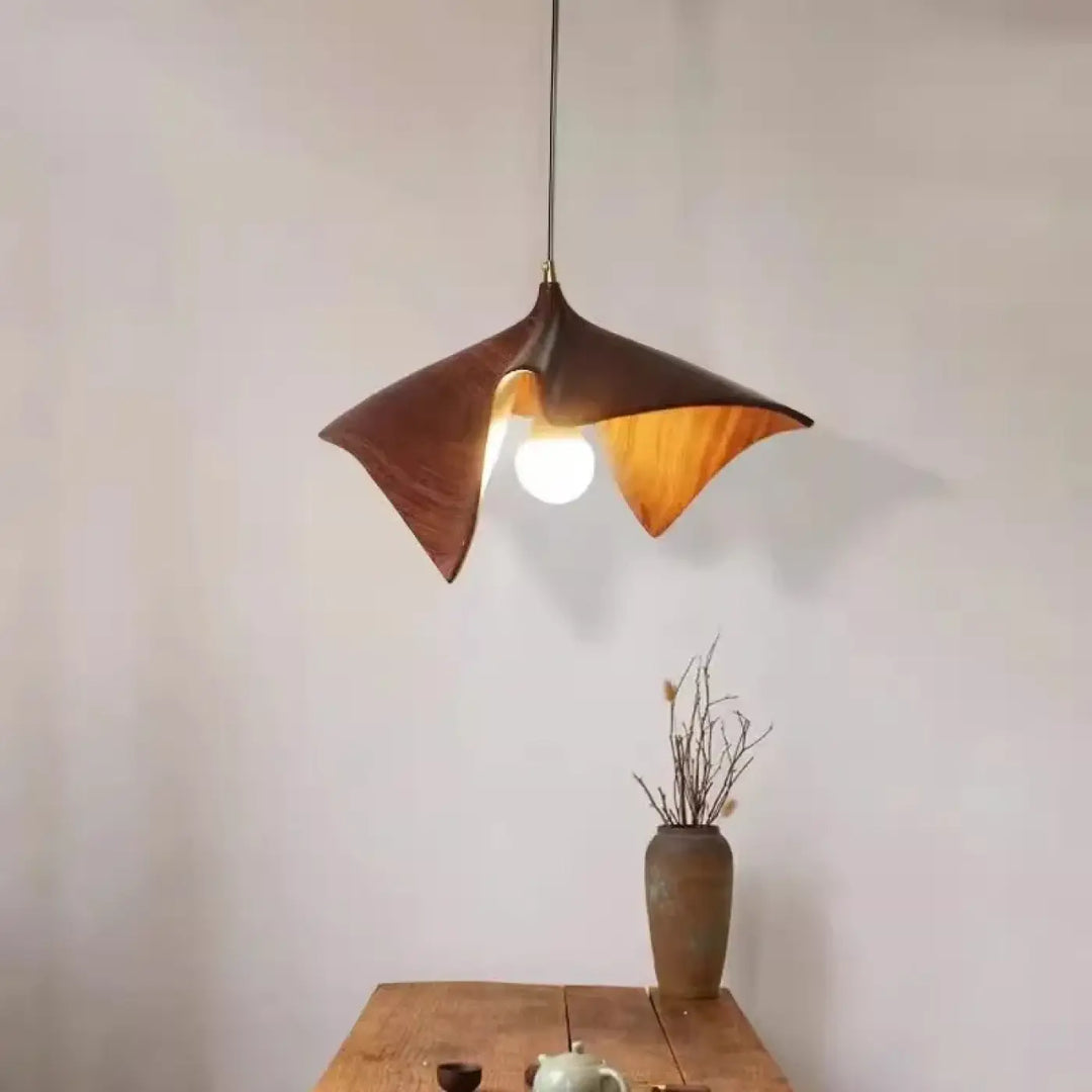 Suspension luminaire contemporaine avec finition bois
