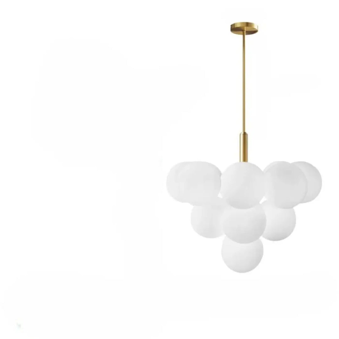 Suspension luminaire contemporaine golys en métal doré avec globes en verre givré apporte un luminaire design élégant
