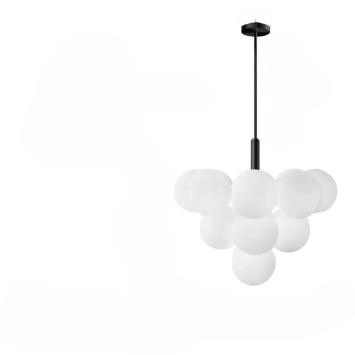 Suspension luminaire contemporaine golys en verre givré apporte élégance avec sphères blanches et support métal noir