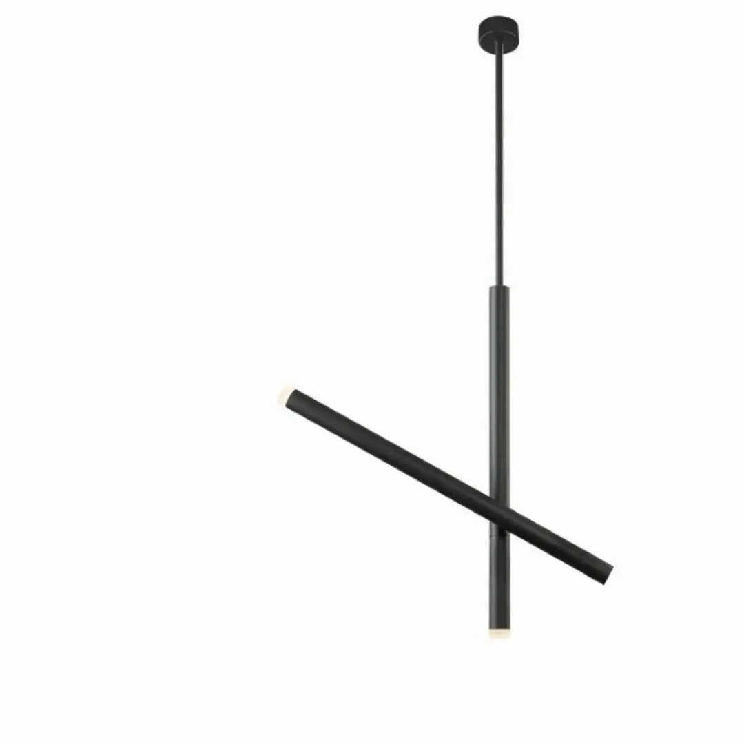 Suspension luminaire kryss noir minimaliste avec bras pivotant et design géométrique contemporain en métal