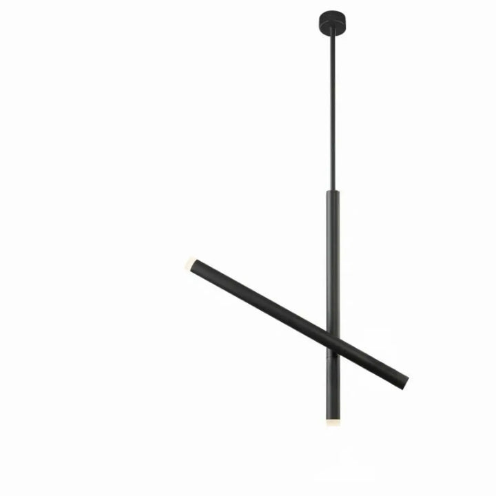 Suspension luminaire kryss noir minimaliste avec bras pivotant et design géométrique contemporain en métal