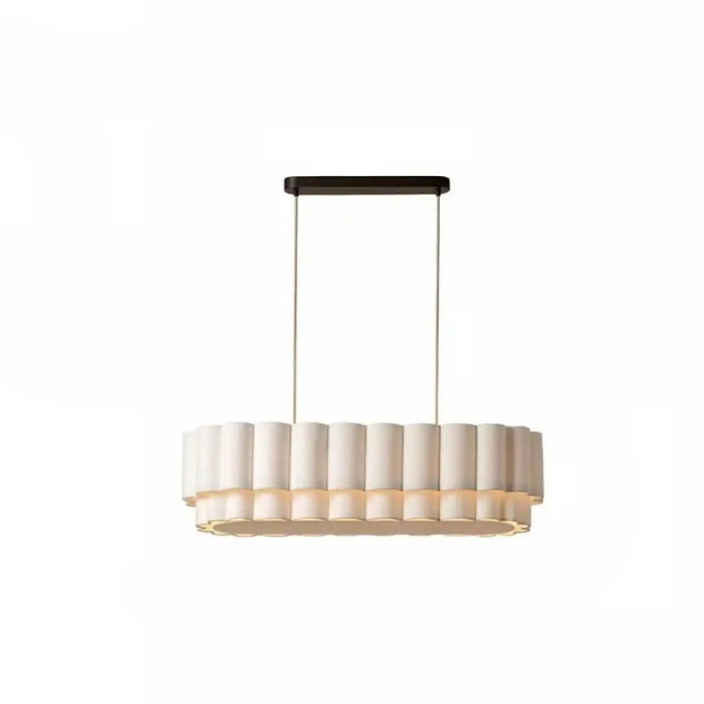 Suspension luminaire albys en tissu blanc avec design plissé et monture noire rectangulaire moderne