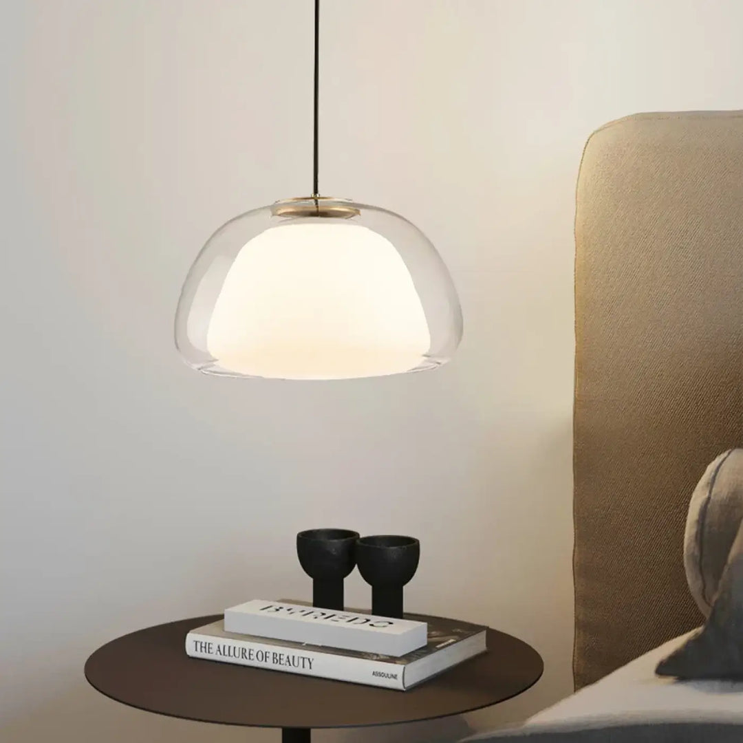 Suspension luminaire contemporaine en verre transparent élégant
