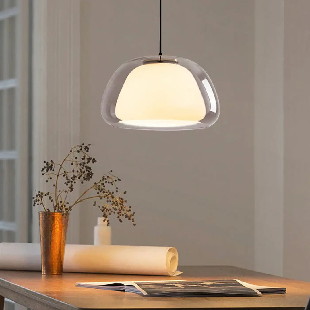 Suspension luminaire contemporaine en verre transparent élégant