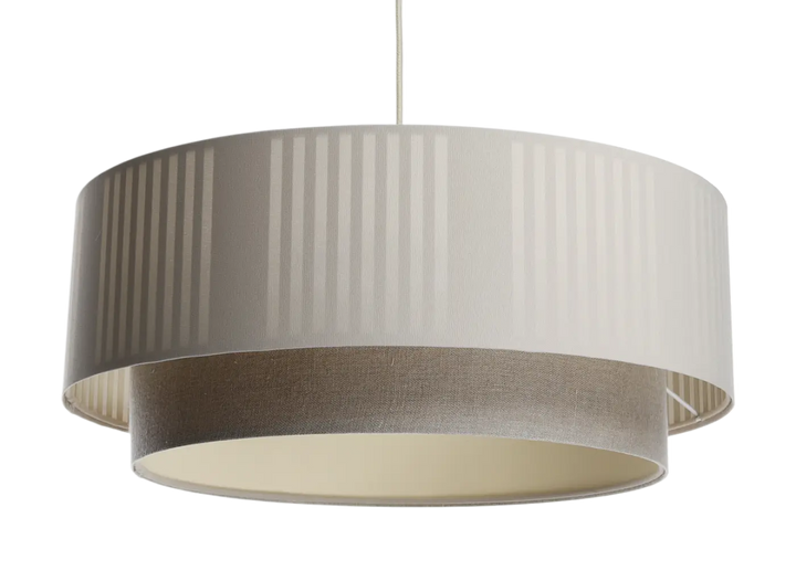 Suspension luminaire crème duo lami line double niveau avec plis verticaux et anneau métallique intérieur