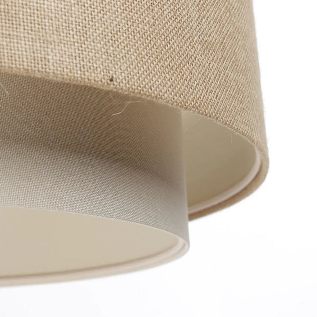 Suspension luminaire doblo boho 50 cm avec abat-jour en jute naturelle beige tissé à texture subtile et doublure lisse