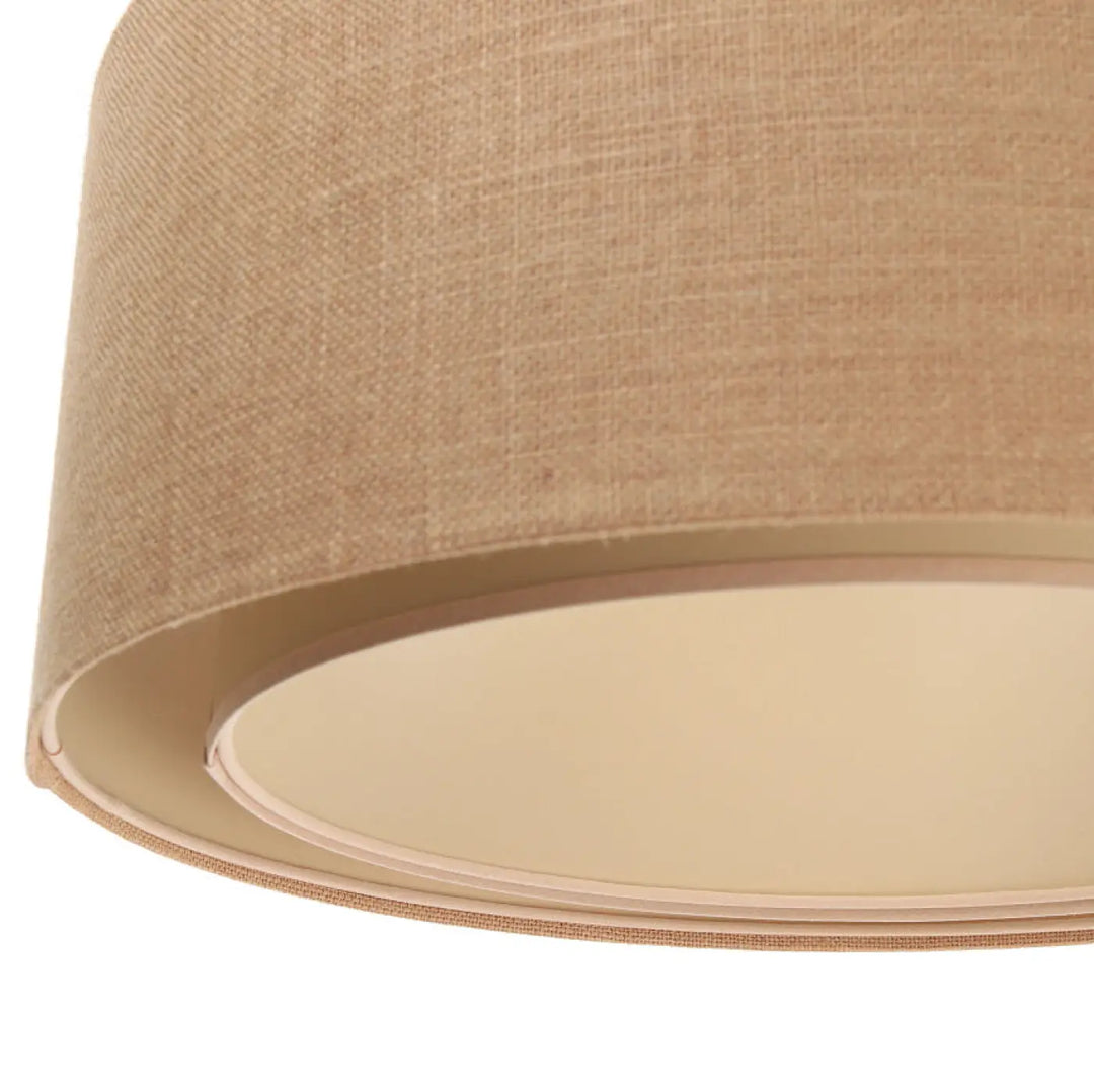 Suspension luminaire duo boho beige en lin avec motif tissé subtil et doublure crème pour un style bohème chic