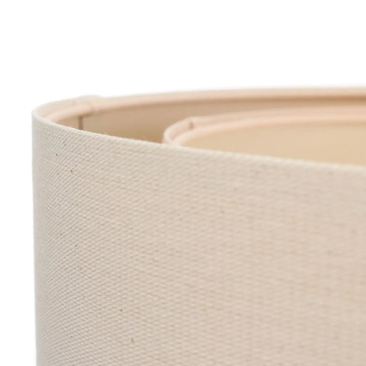 Suspension luminaire crème duo boho avec abat-jour en toile beige à texture tissée en tissu naturel