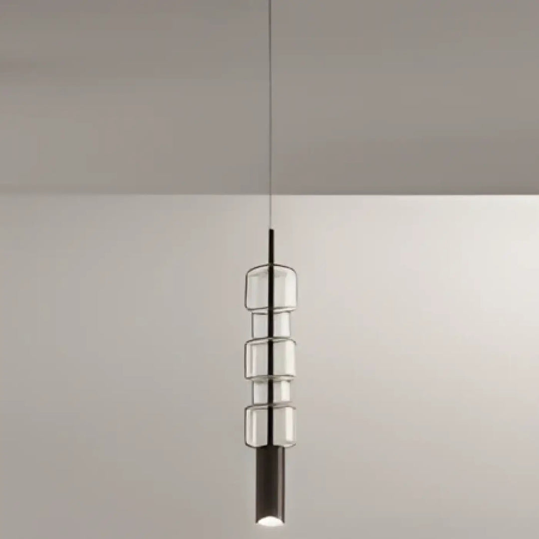 Suspension luminaire vitria avec cubes en verre soufflé clair suspendus à une fine tige noire luminaire décorative moderne