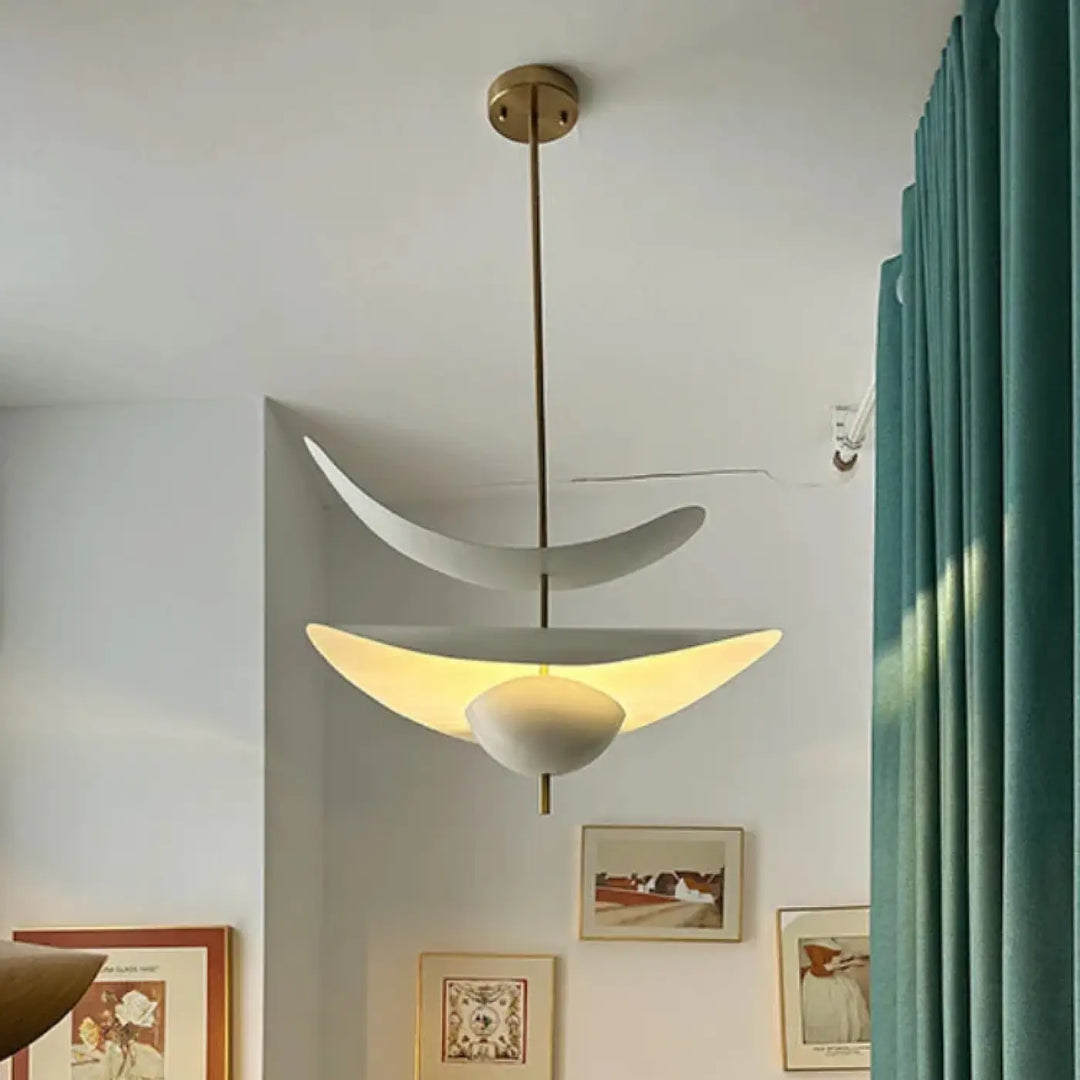 Suspension luminaire design aérien aux formes organiques blanc
