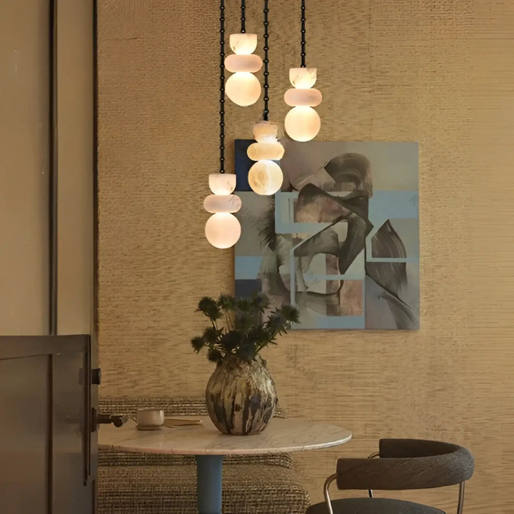 Suspension luminaire batta avec ampoules sont-elles incluses en verre opalescent rose empilées avec intensité variable led lustre