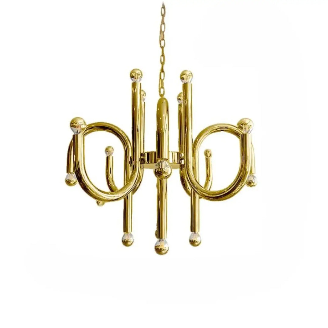 Suspension luminaire mercyl en acier inoxydable doré avec bras incurvés modernes et accents sphériques compatible 90-260v