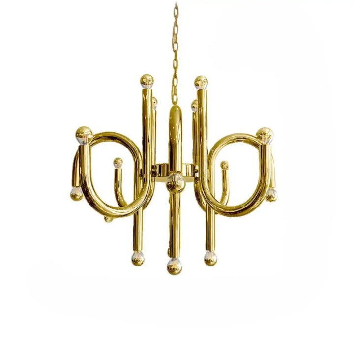 Suspension luminaire mercyl en acier inoxydable doré avec bras incurvés modernes et accents sphériques compatible 90-260v