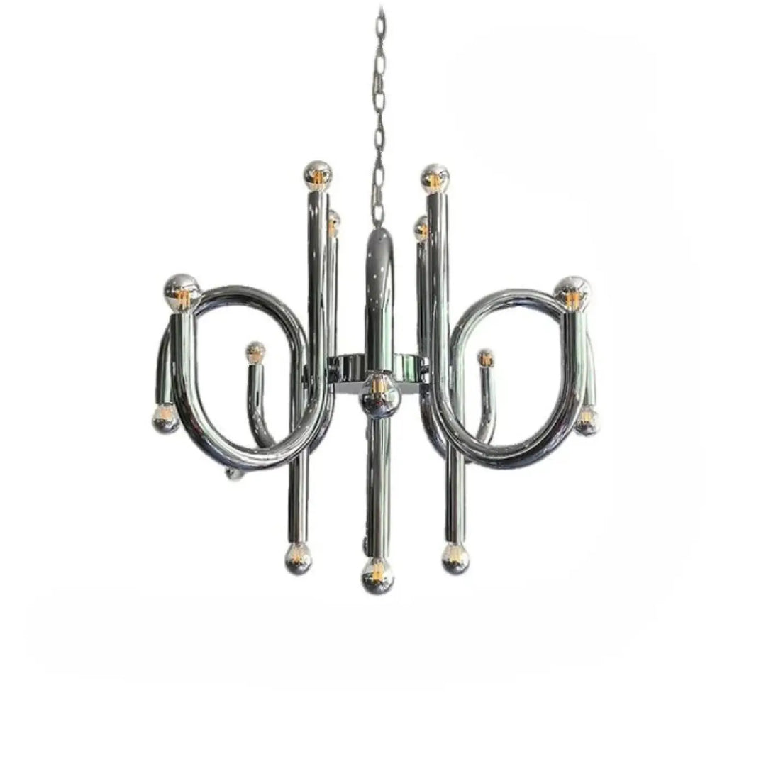 Suspension luminaire mercyl chrome avec bras incurvés et accents sphériques en acier inoxydable 90-260v