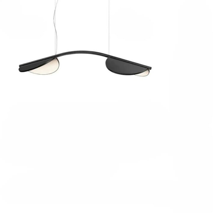Suspension luminaire black curved with two semi-circular shades in lignes flottantes luminaire design levia
