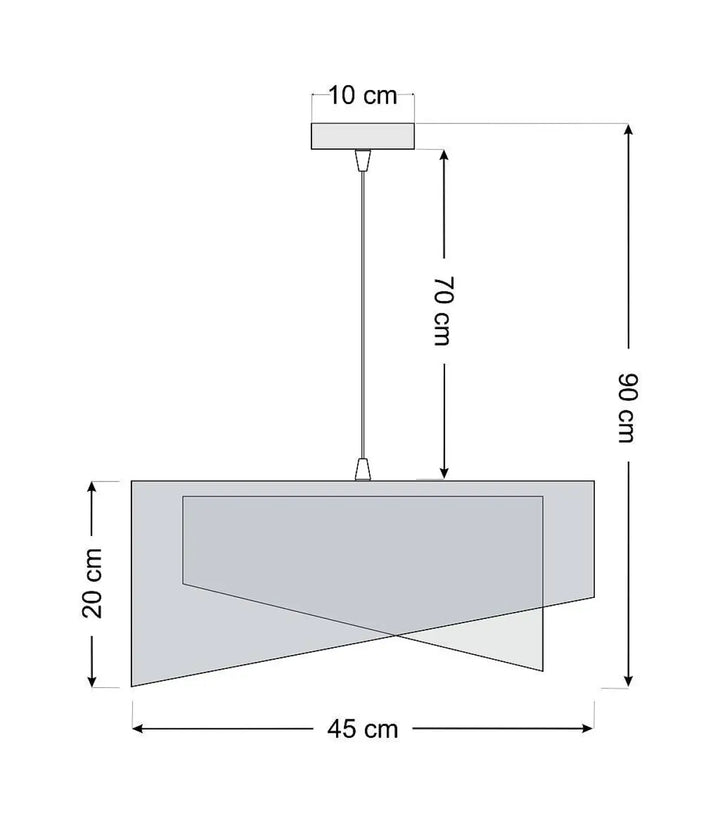 Suspension luminaire beige galaxy auric avec abat-jour rectangulaire géométrique gris mat et chaîne métallique fine