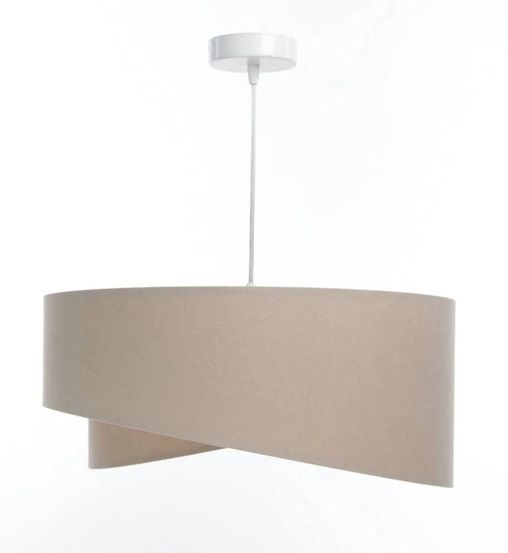 Suspension luminaire beige galaxy auric avec design moderne en tissu beige et fixation plafond blanche