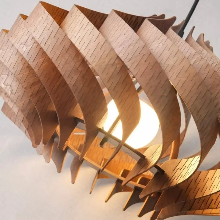 Suspension luminaire design bois effet vagues élégant