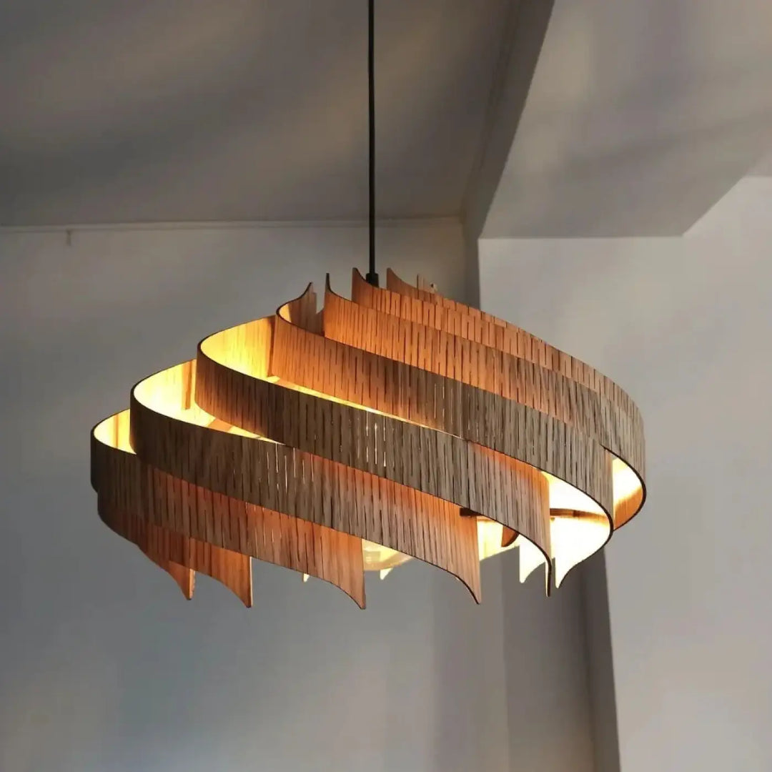 Suspension luminaire design bois effet vagues élégant