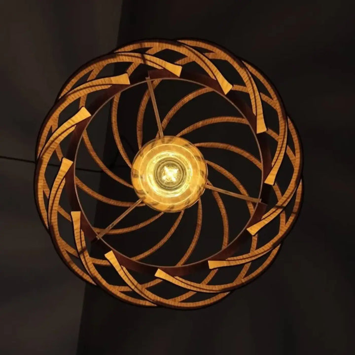 Suspension luminaire design bois effet vagues élégant