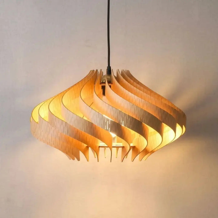 Suspension luminaire design bois effet vagues élégant