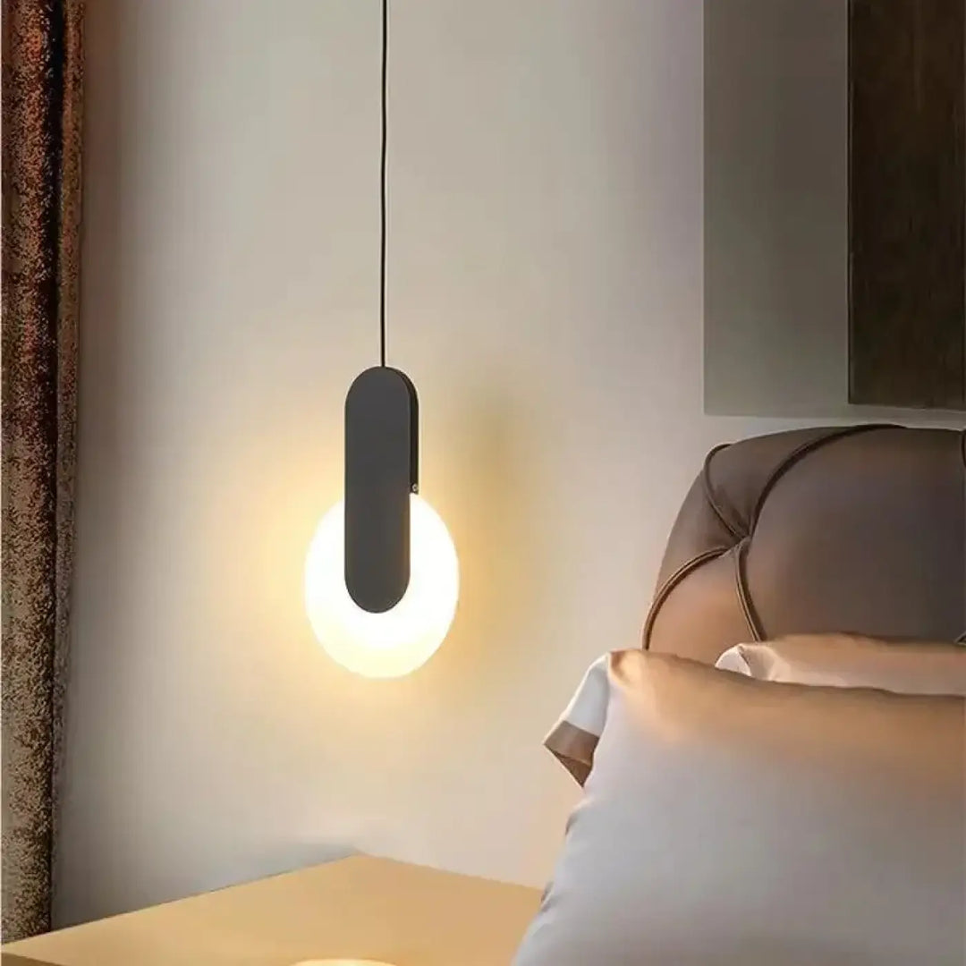 Suspension luminaire design cercle noir style moderne

