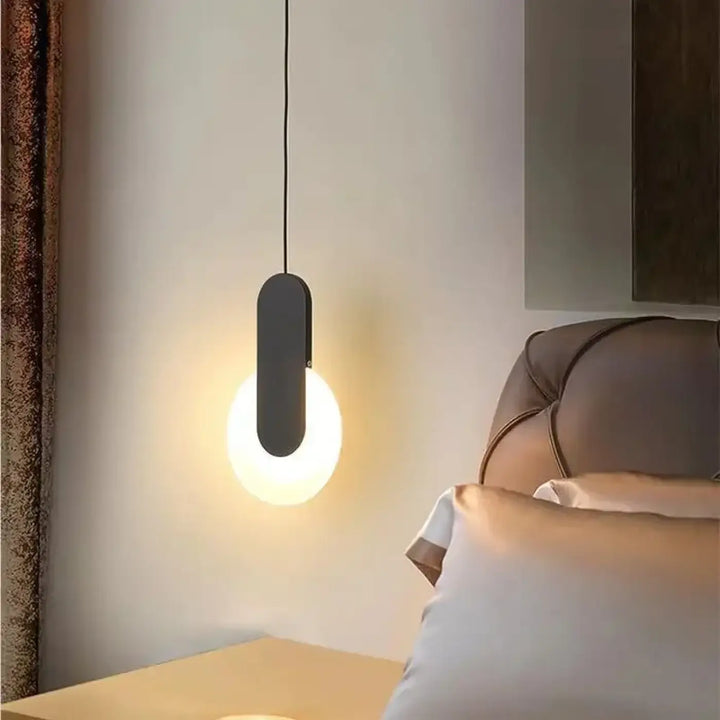 Suspension luminaire design cercle noir style moderne

