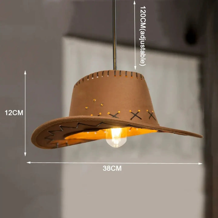 Suspension luminaire design chapeau western style vintage