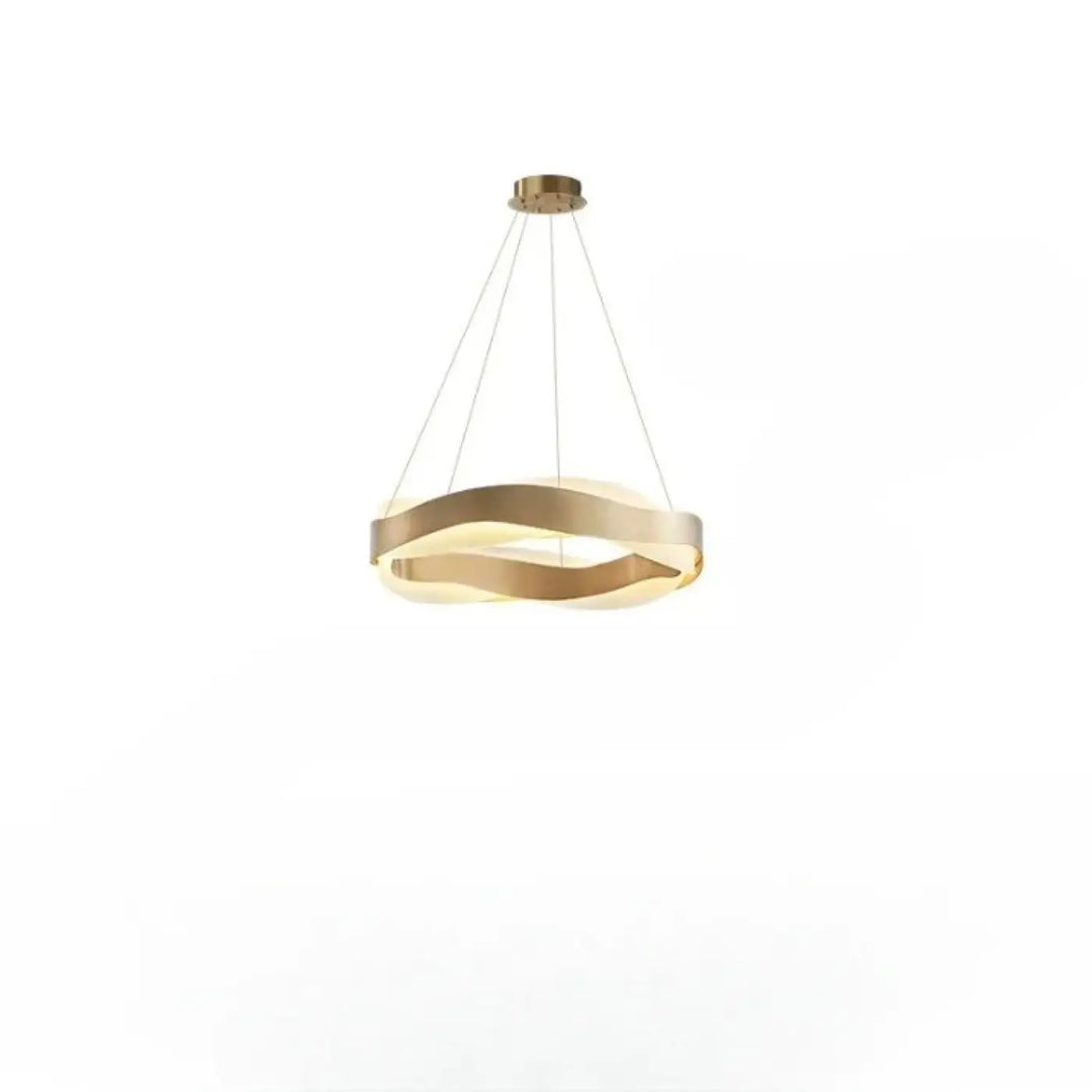 Suspension luminaire aliança en métal doré avec design chic fluide et éclat ambiant chaleureux moderne