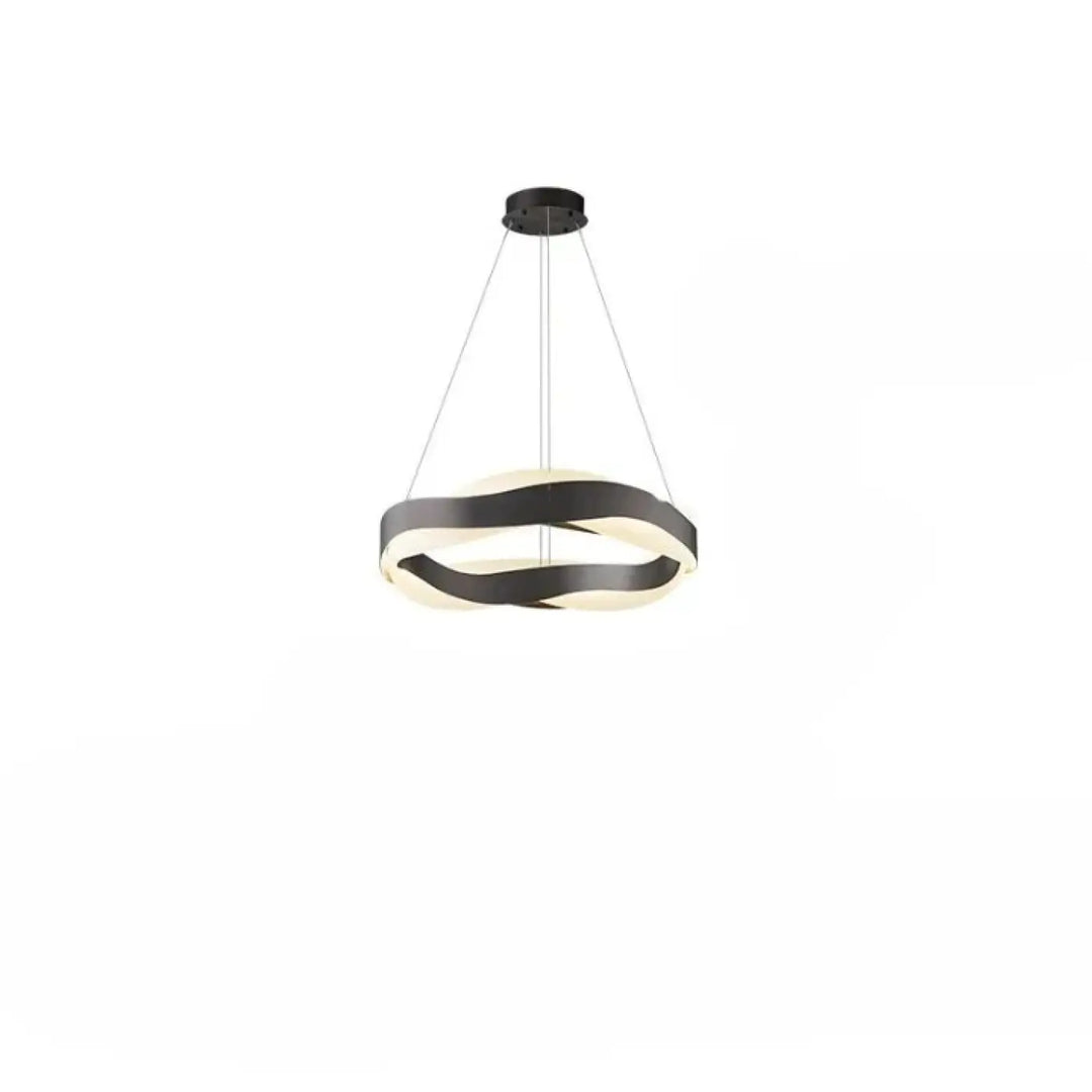 Suspension luminaire Alianza design chic avec anneaux entrelacés noir et blanc en métal doré moderne