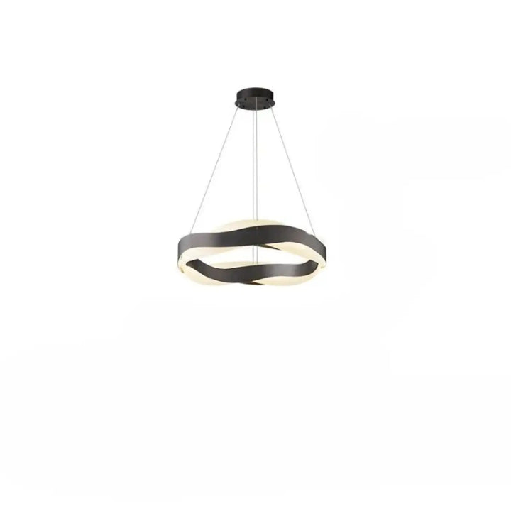 Suspension luminaire Alianza design chic avec anneaux entrelacés noir et blanc en métal doré moderne