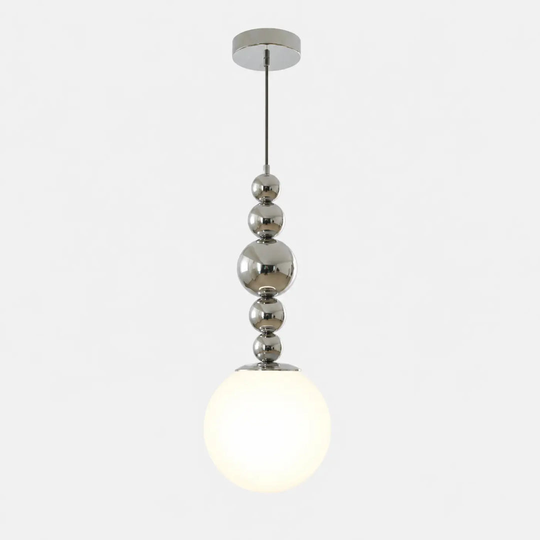 Suspension luminaire venusía chrome avec globe en verre opalin givré design élégant pour éclairage moderne