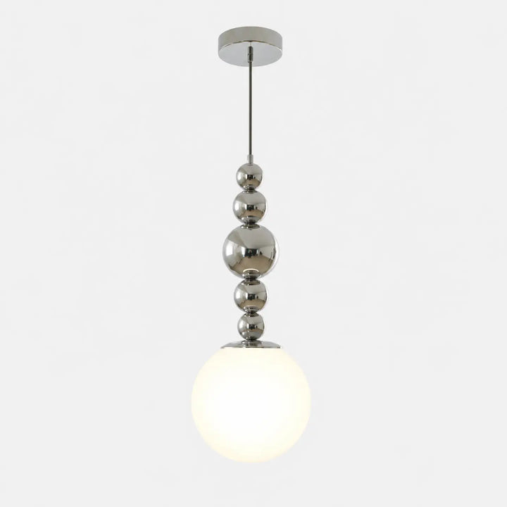 Suspension luminaire venusía chrome avec globe en verre opalin givré design élégant pour éclairage moderne