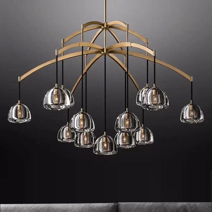 Suspension design en cloches de verre fumé clair chic