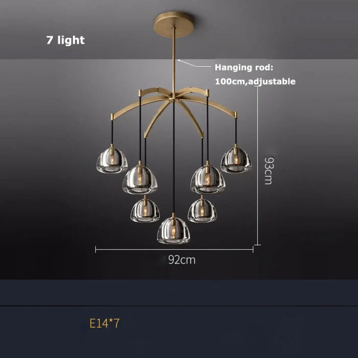 Suspension design en cloches de verre fumé clair chic