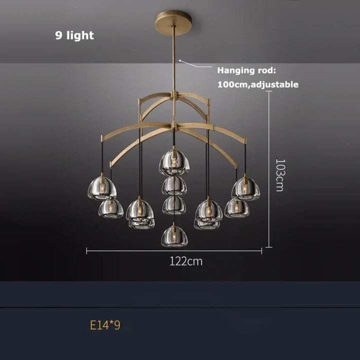 Suspension design en cloches de verre fumé clair chic