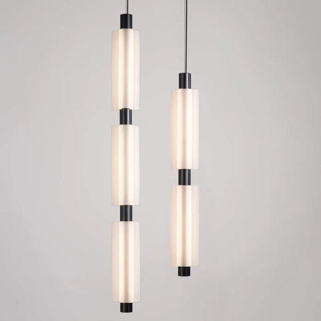 Suspension Luminaire Design Contemporaine Cylindre Verre Blanc