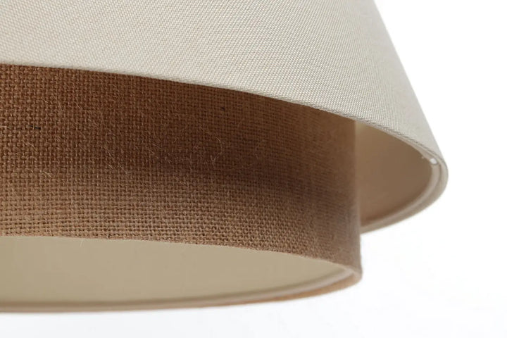 Suspension luminaire sensei design crème avec abat-jour tissé beige et marron à texture superposée