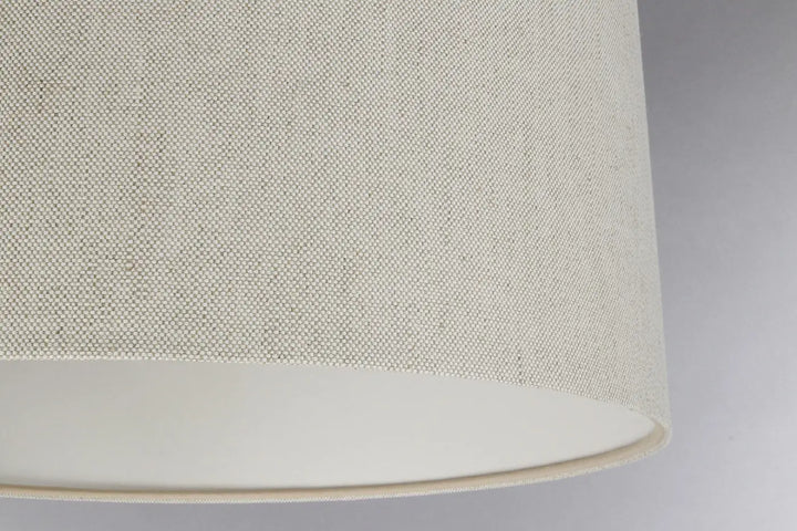 Suspension luminaire boho linen crème en tissu beige tissé avec intérieur blanc lisse pour luminaire design élégant