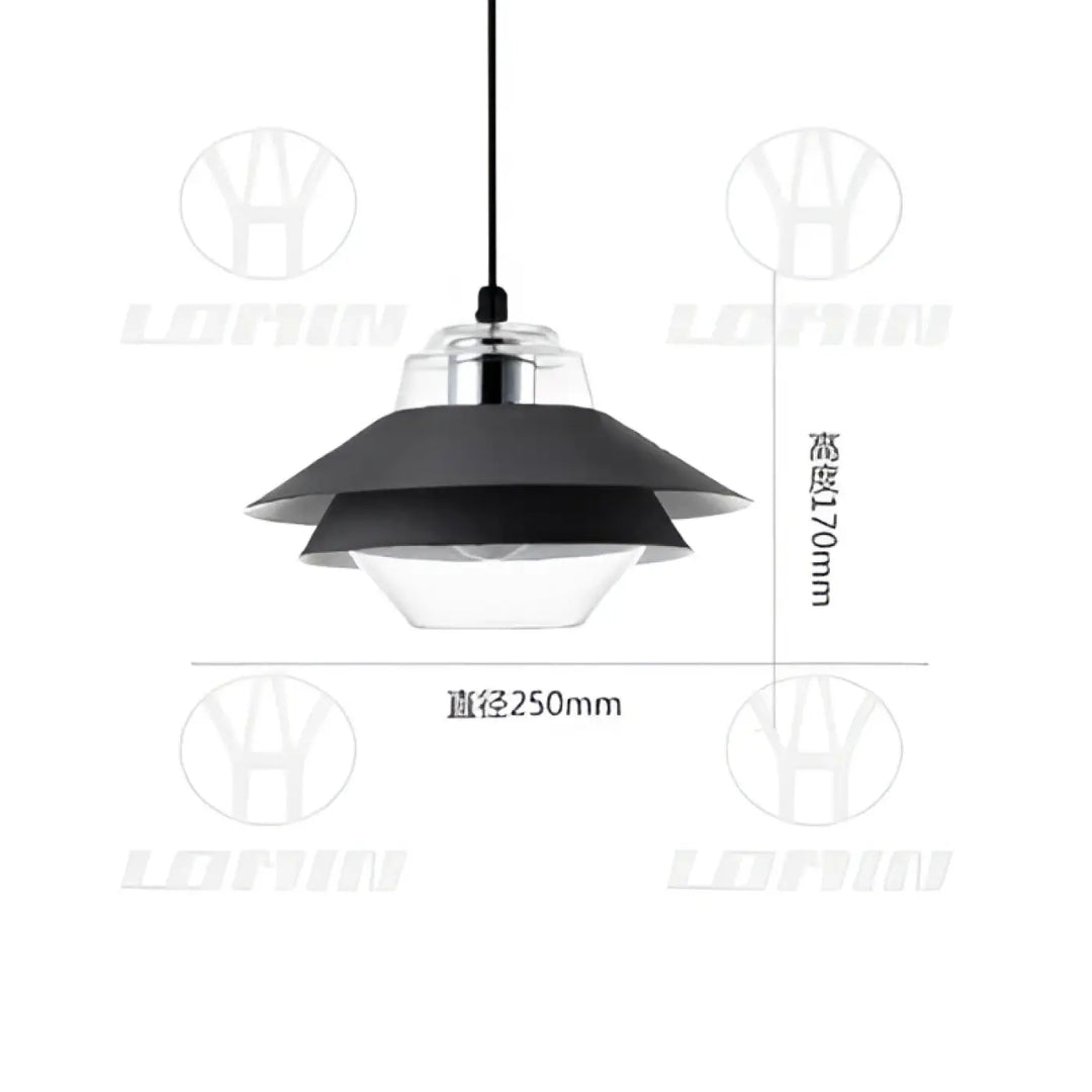 Suspension luminaire ariella en métal noir avec abat-jour en verre transparent, idéale pour décoration intérieure design