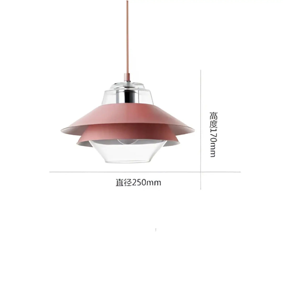 Suspension luminaire ariella avec design à couches, abat-jours en verre translucide et finition métallique rose pâle pour décoration intérieure